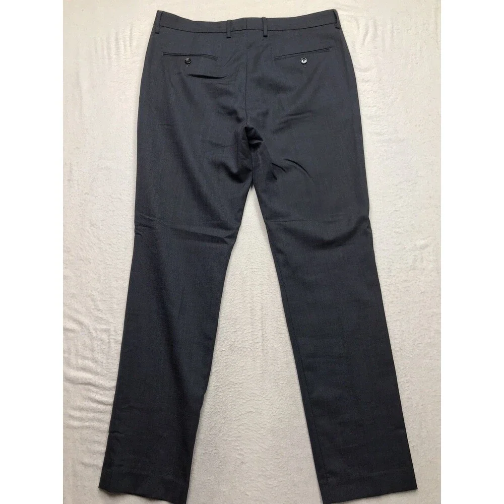 J CREW Bowery Dress Pants Men 34/34 (36x34 fit) Deep Navy Blue Flat Wool Blend